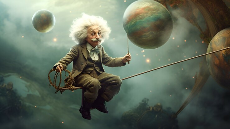 Einstein se balance sur des planêtes