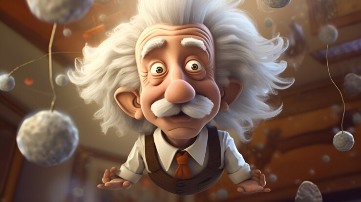 Illustration d'Einstein et des effets de la gravité