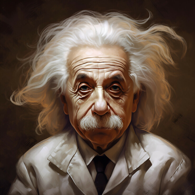 Illustration d'un portrait de Einstein