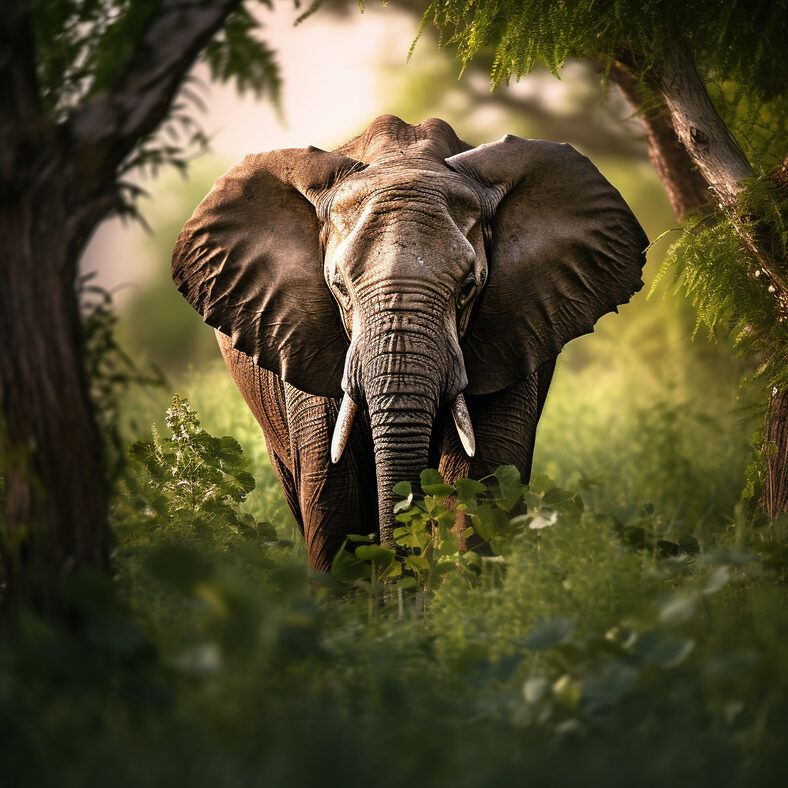 Éléphant dans la forêt africaine
