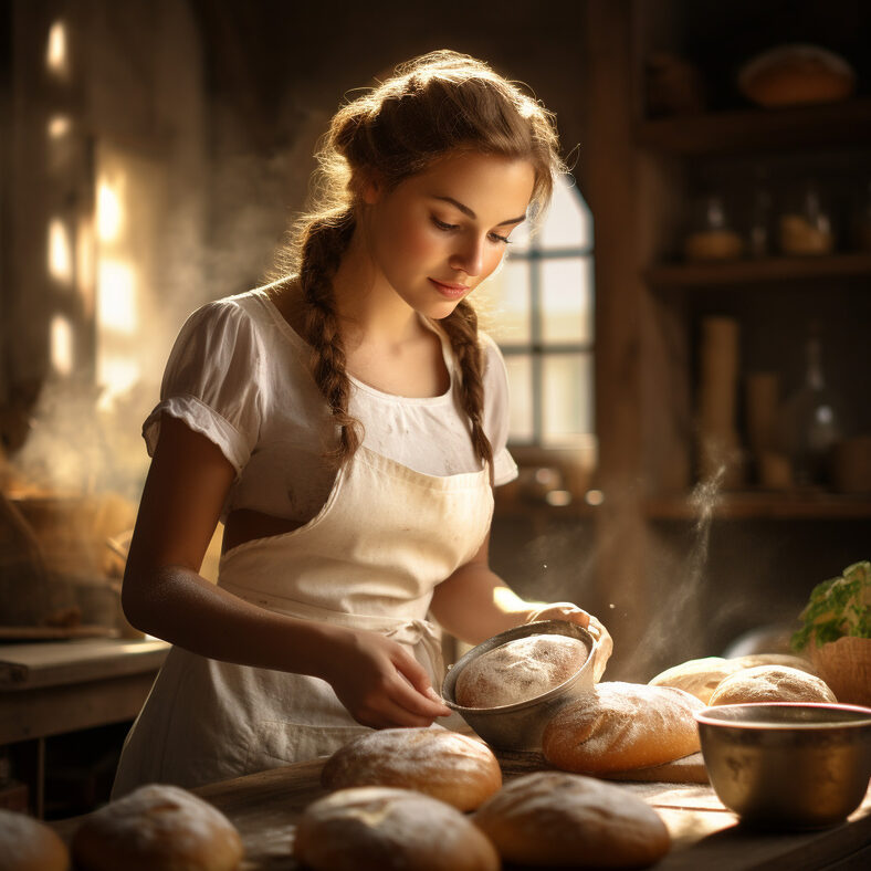 Femme qui prépare du pain