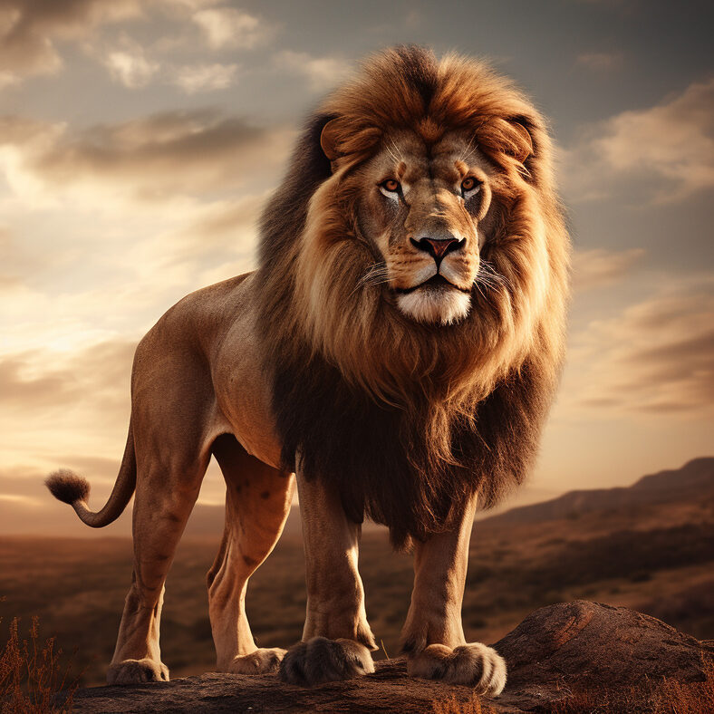 Lion majestueux dans les plaines d'Afrique
